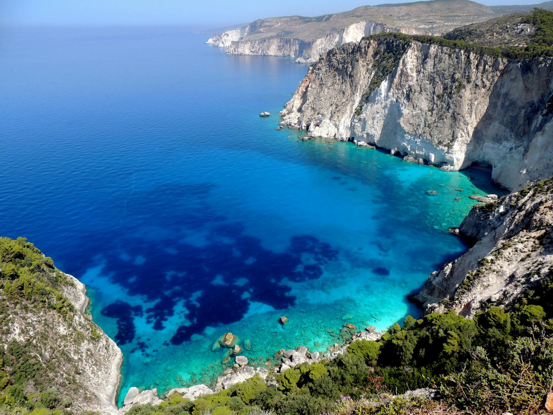 Dramatic turquoise cliffs of the Ionian Sea from above